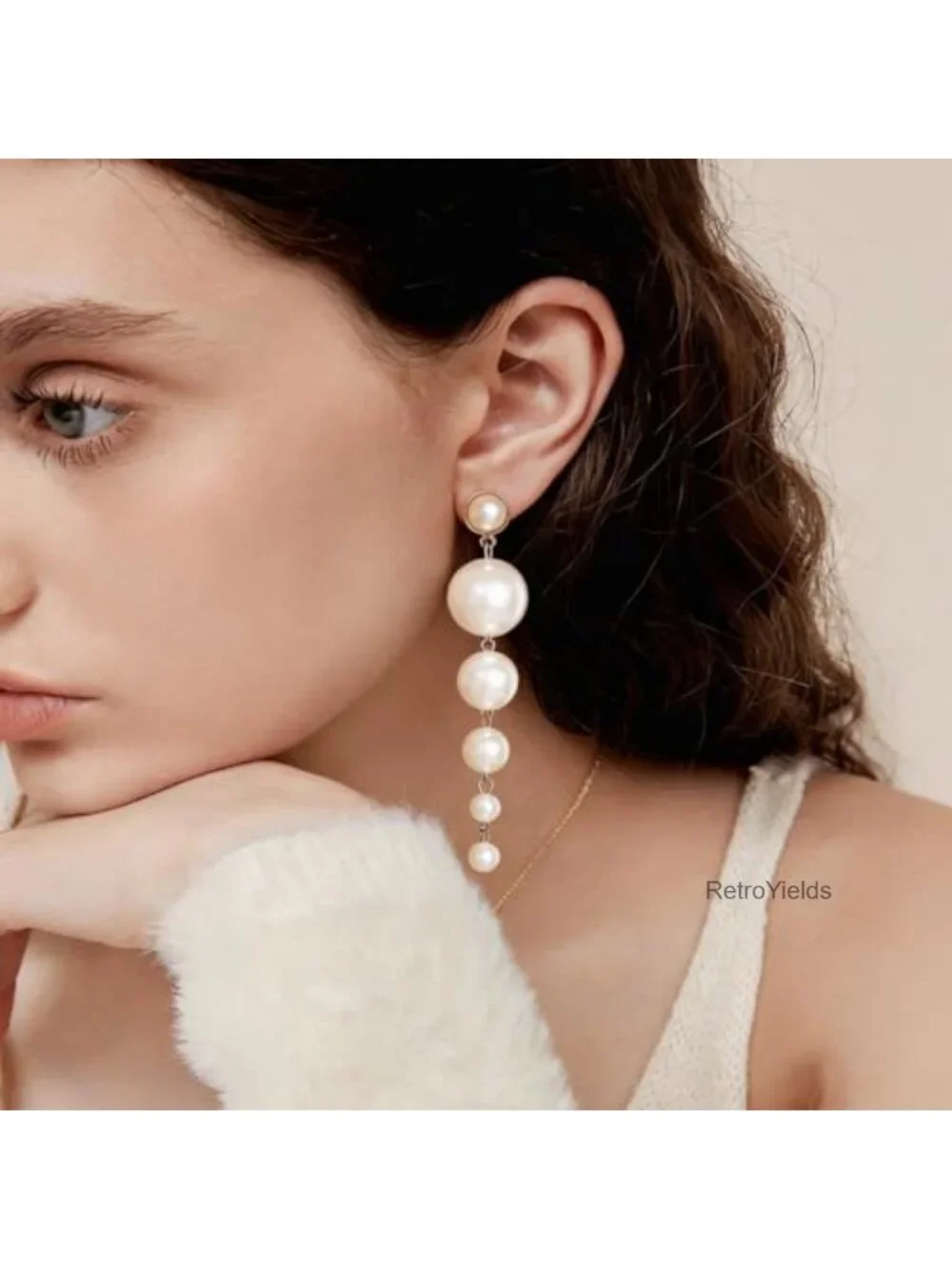Gold Pearl Drop Earrings for Women | Elegant Faux Pearl Dangle Earrings |